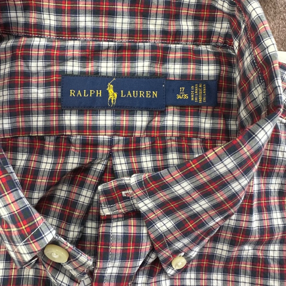 Ralph Lauren Plaid Button Down Shirt Long Sleeve Classic Fit Size 17 - Picture 2 of 12